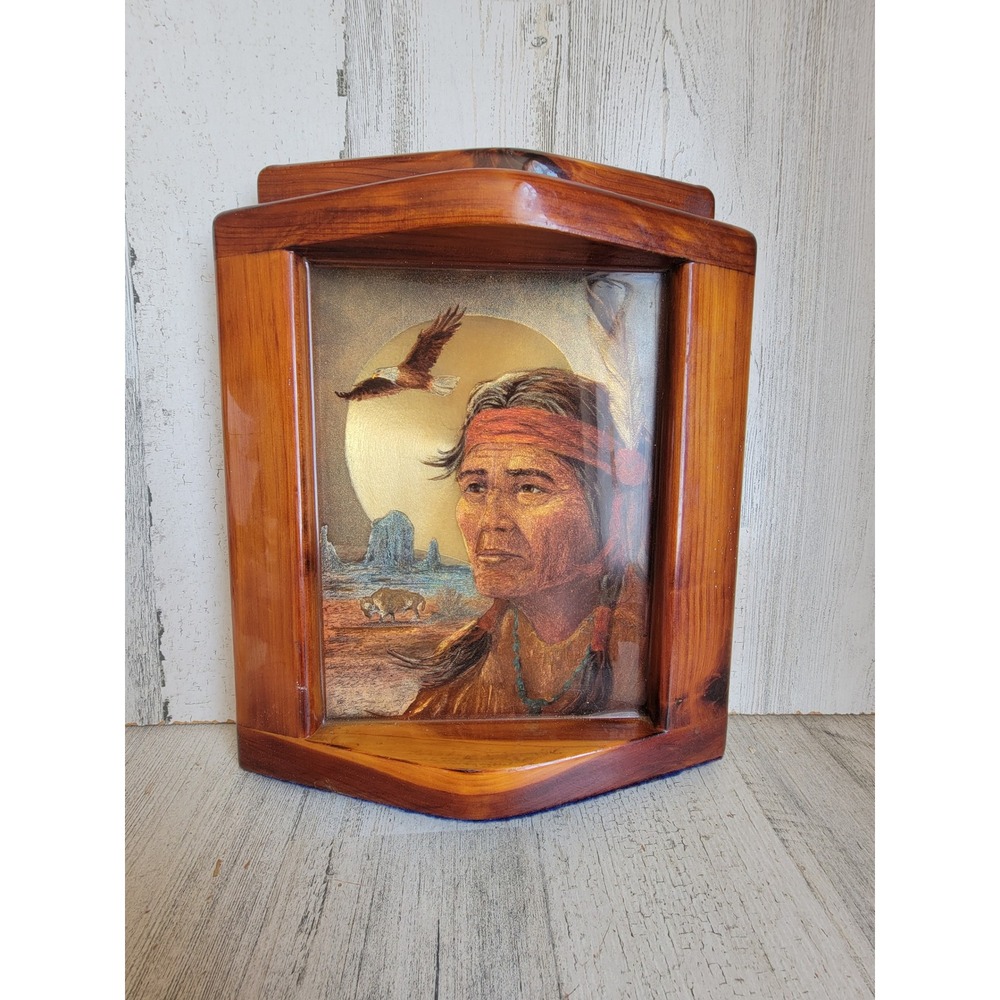 Vintage unique Native American framed art unique folk home decor